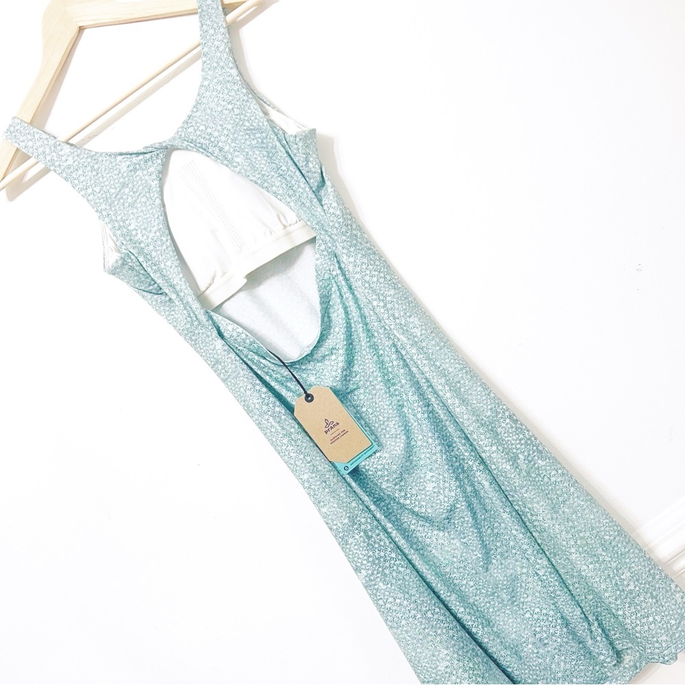 🤍PRANA Skypath Dress Sky Blue Green Halter cut out Backless Sundress - Picture 7 of 12